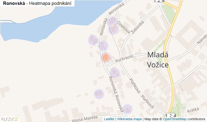 Mapa Ronovská - Firmy v ulici.