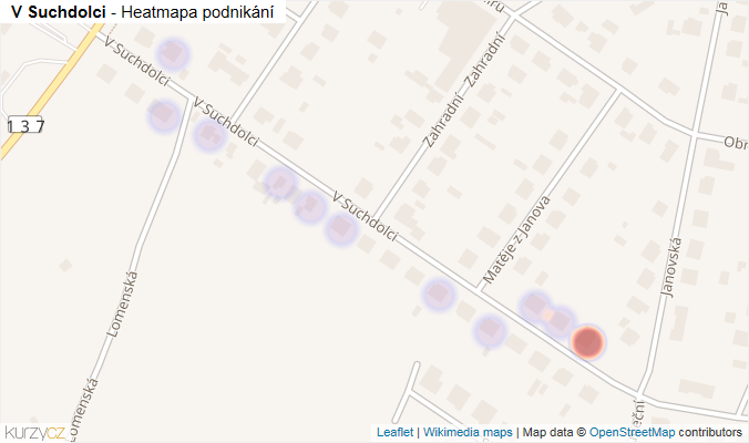 Mapa V Suchdolci - Firmy v ulici.