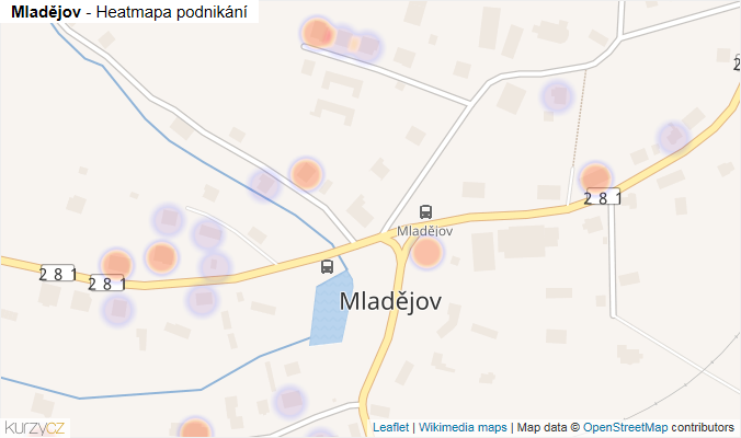 Mapa Mladějov - Firmy v části obce.