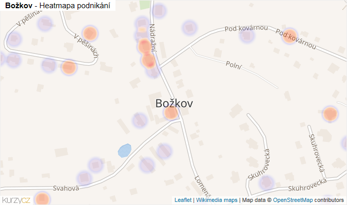 Mapa Božkov - Firmy v části obce.