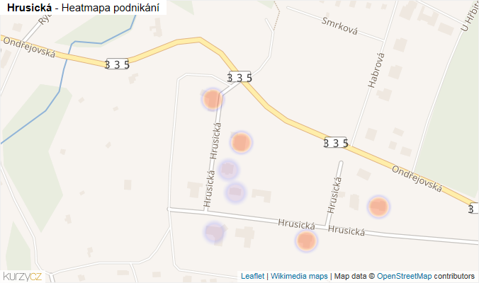 Mapa Hrusická - Firmy v ulici.