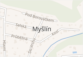 Myšlín v obci Mnichovice - mapa části obce