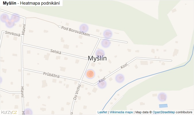 Mapa Myšlín - Firmy v části obce.