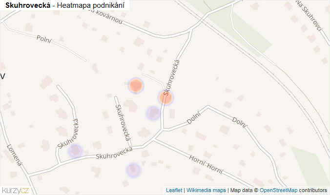 Mapa Skuhrovecká - Firmy v ulici.