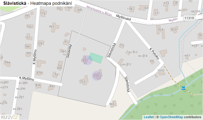 Mapa Slávistická - Firmy v ulici.