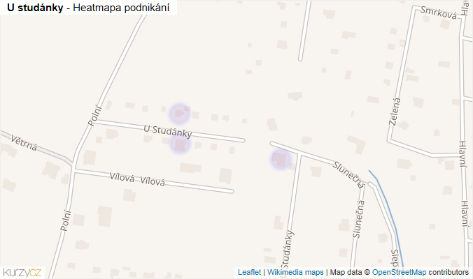 Mapa U studánky - Firmy v ulici.