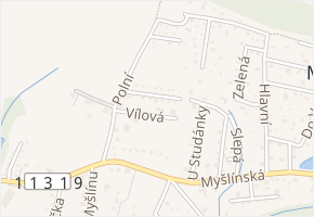 Vilová v obci Mnichovice - mapa ulice