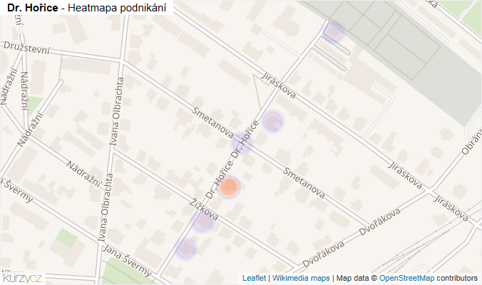Mapa Dr. Hořice - Firmy v ulici.
