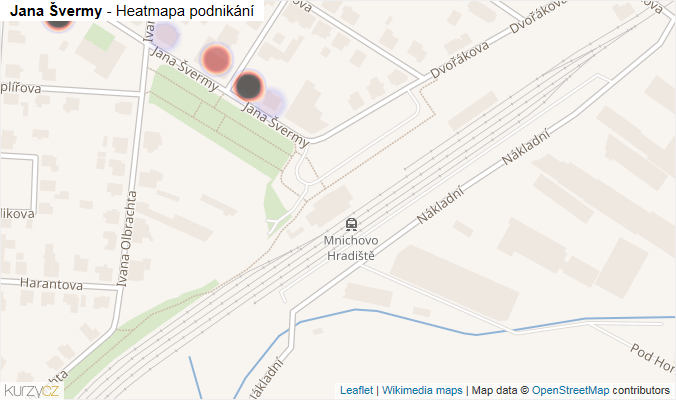 Mapa Jana Švermy - Firmy v ulici.