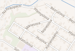 Mánesova v obci Mnichovo Hradiště - mapa ulice
