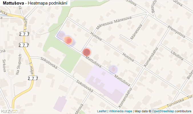Mapa Mattušova - Firmy v ulici.