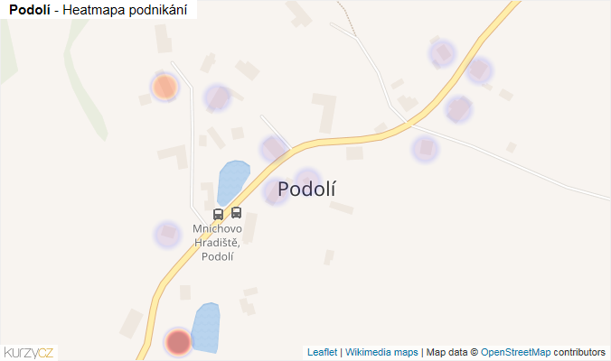Mapa Podolí - Firmy v části obce.