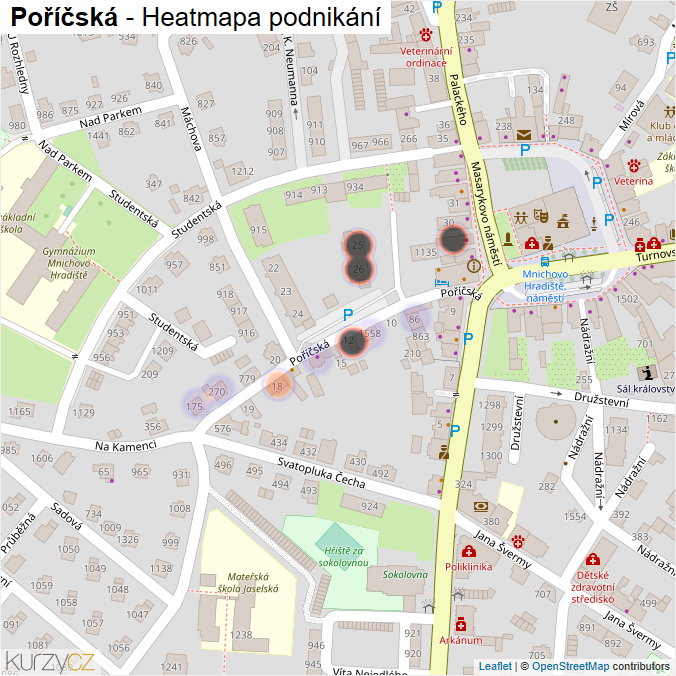 Mapa Poříčská - Firmy v ulici.