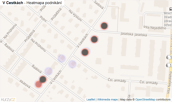 Mapa V Cestkách - Firmy v ulici.
