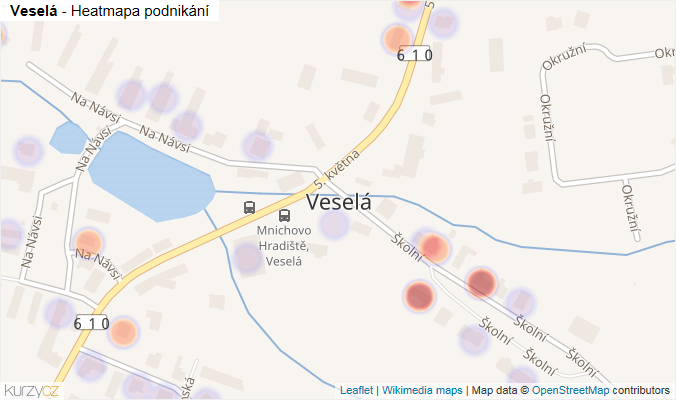 Mapa Veselá - Firmy v části obce.