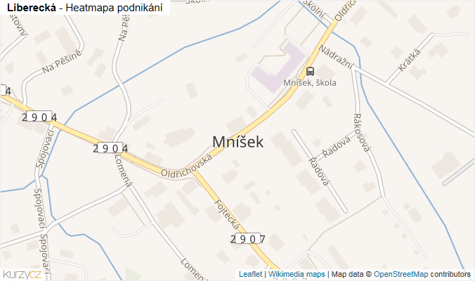 Mapa Liberecká - Firmy v ulici.
