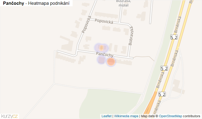 Mapa Pančochy - Firmy v ulici.