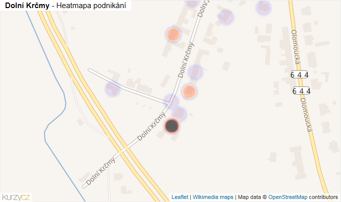 Mapa Dolní Krčmy - Firmy v ulici.