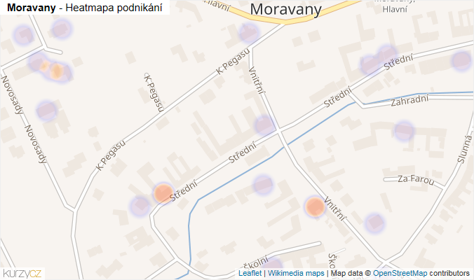 Mapa Moravany - Firmy v části obce.
