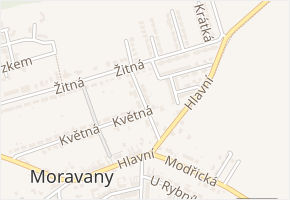 Růžová v obci Moravany - mapa ulice