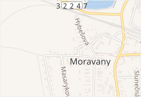 Jiráskova v obci Moravany - mapa ulice