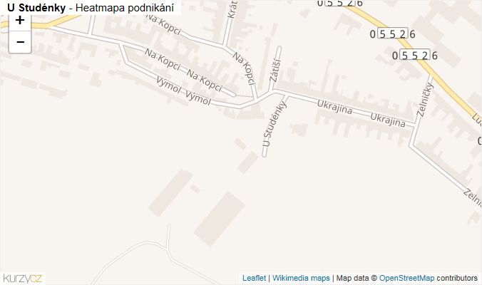 Mapa U Studénky - Firmy v ulici.