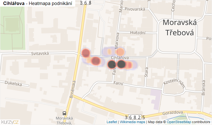 Mapa Cihlářova - Firmy v ulici.