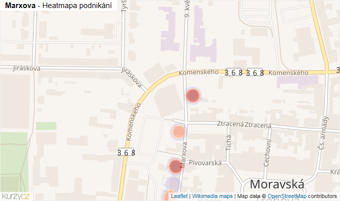 Mapa Marxova - Firmy v ulici.