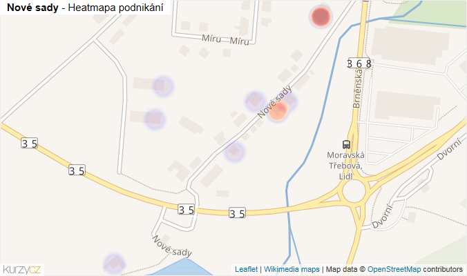Mapa Nové sady - Firmy v ulici.