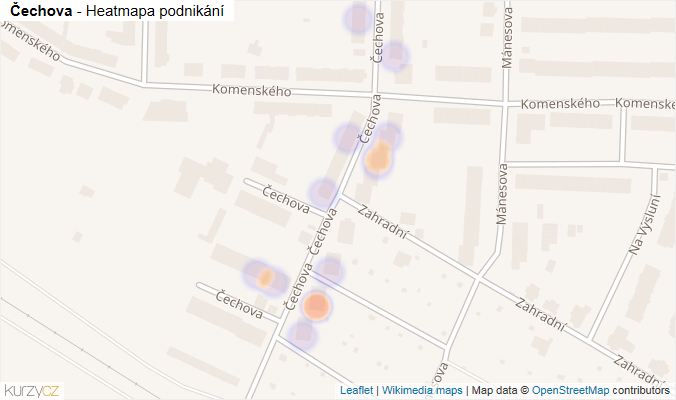 Mapa Čechova - Firmy v ulici.