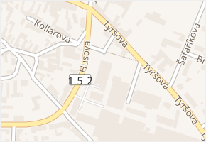 Husova v obci Moravské Budějovice - mapa ulice