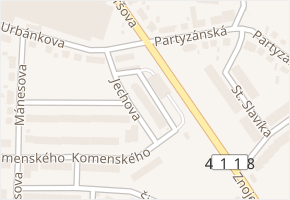 Jechova v obci Moravské Budějovice - mapa ulice