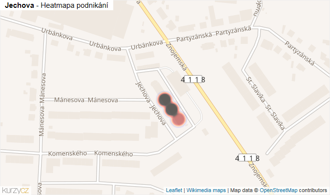 Mapa Jechova - Firmy v ulici.