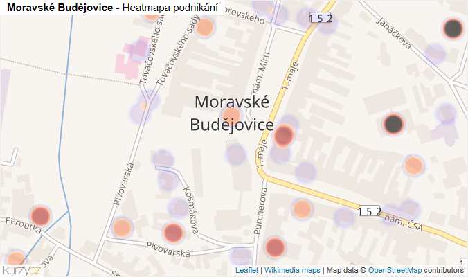 Mapa Moravské Budějovice - Firmy v části obce.