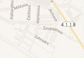Šindelářova v obci Moravské Budějovice - mapa ulice