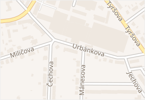 Urbánkova v obci Moravské Budějovice - mapa ulice