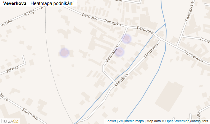 Mapa Veverkova - Firmy v ulici.