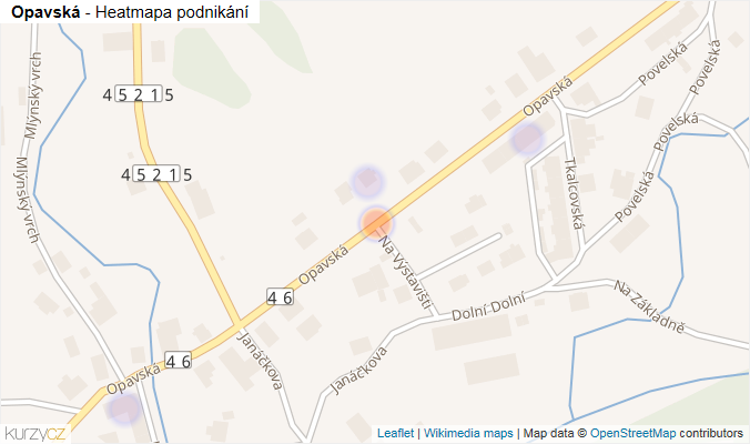 Mapa Opavská - Firmy v ulici.
