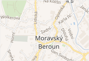 Zadní v obci Moravský Beroun - mapa ulice
