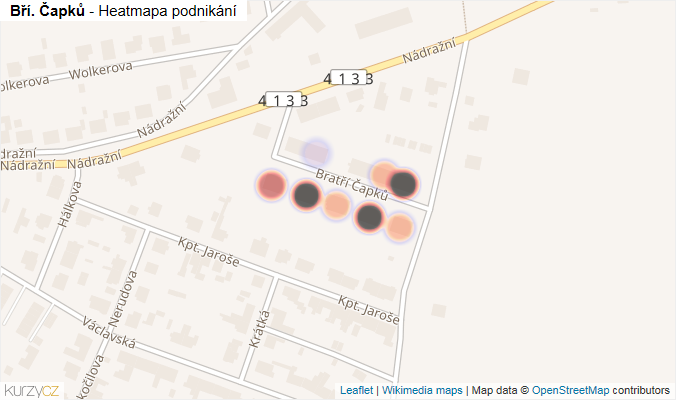 Mapa Bří. Čapků - Firmy v ulici.