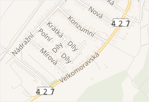 Díly v obci Moravský Písek - mapa ulice