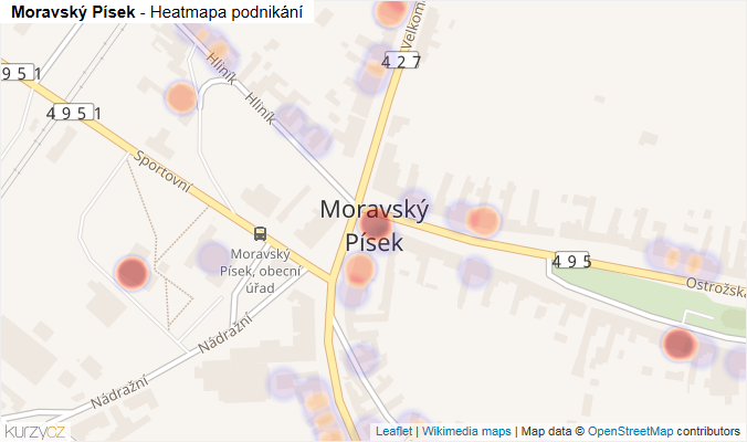 Mapa Moravský Písek - Firmy v části obce.