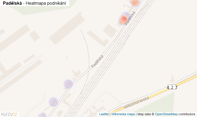 Mapa Padělská - Firmy v ulici.