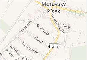 Sokolská v obci Moravský Písek - mapa ulice