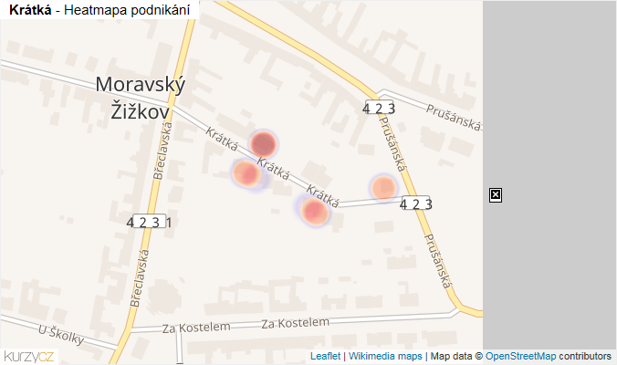 Mapa Krátká - Firmy v ulici.
