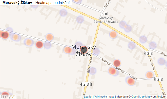 Mapa Moravský Žižkov - Firmy v části obce.