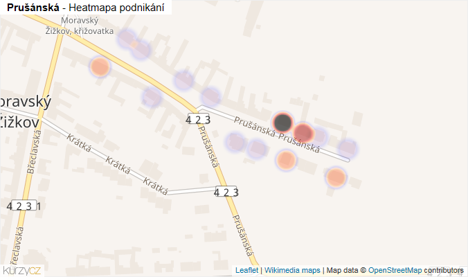 Mapa Prušánská - Firmy v ulici.