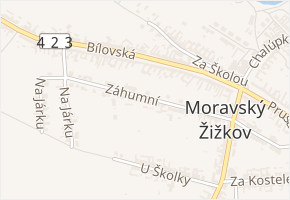 Záhumní v obci Moravský Žižkov - mapa ulice