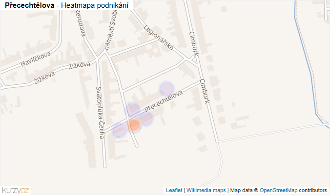 Mapa Přecechtělova - Firmy v ulici.