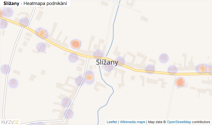 Mapa Slížany - Firmy v části obce.